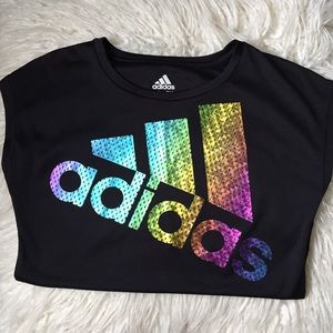Ladies Adidas Rainbow Graphic Top Size S Climalite